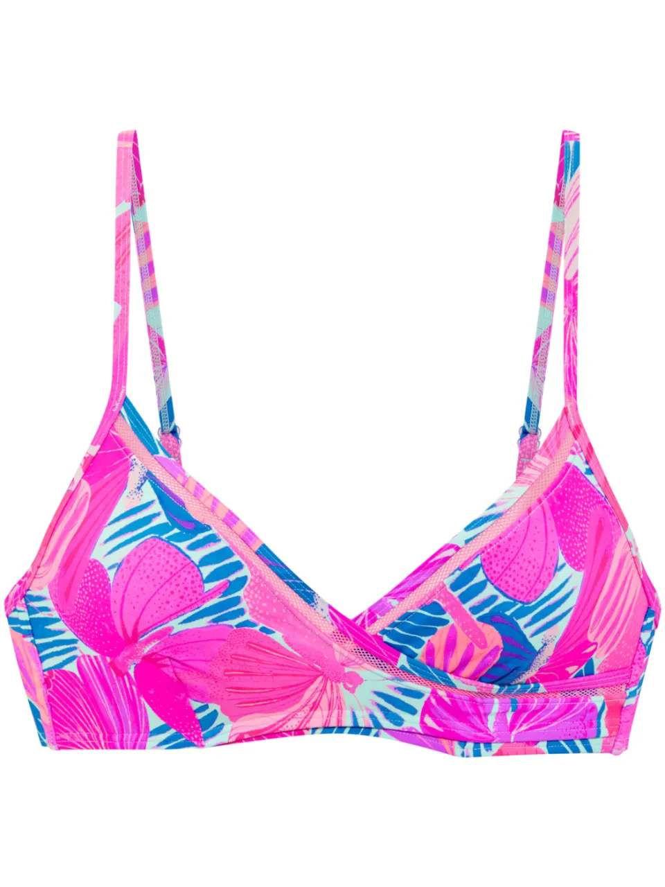 Triangelbikinitop roze blauw bedrukt, foto 2