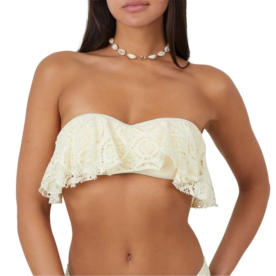 Brave Soul Dames/Dames Crochet Bandeau Bikini Top (Geel), foto 2