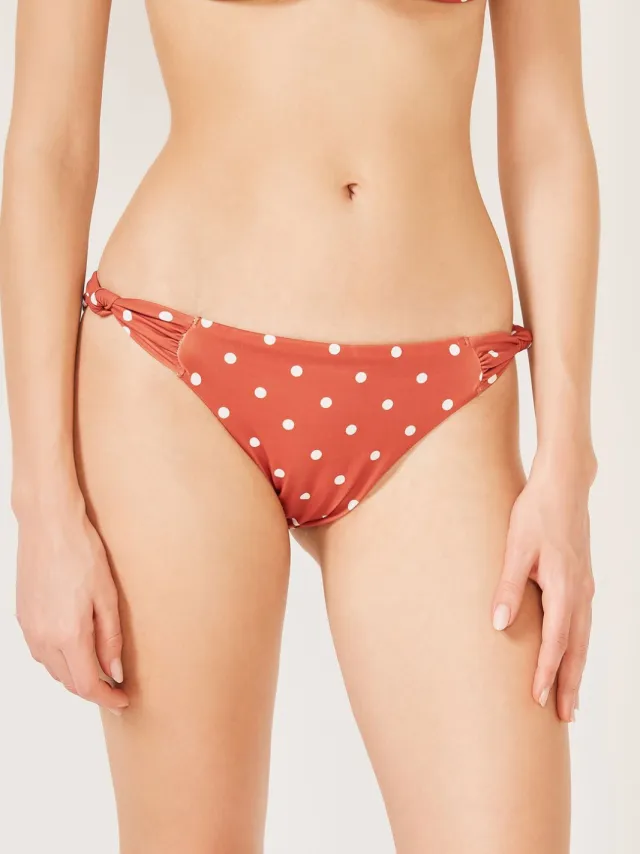 Penti Lage Taille Polkadot Bikini Onderdeel Donkerrood