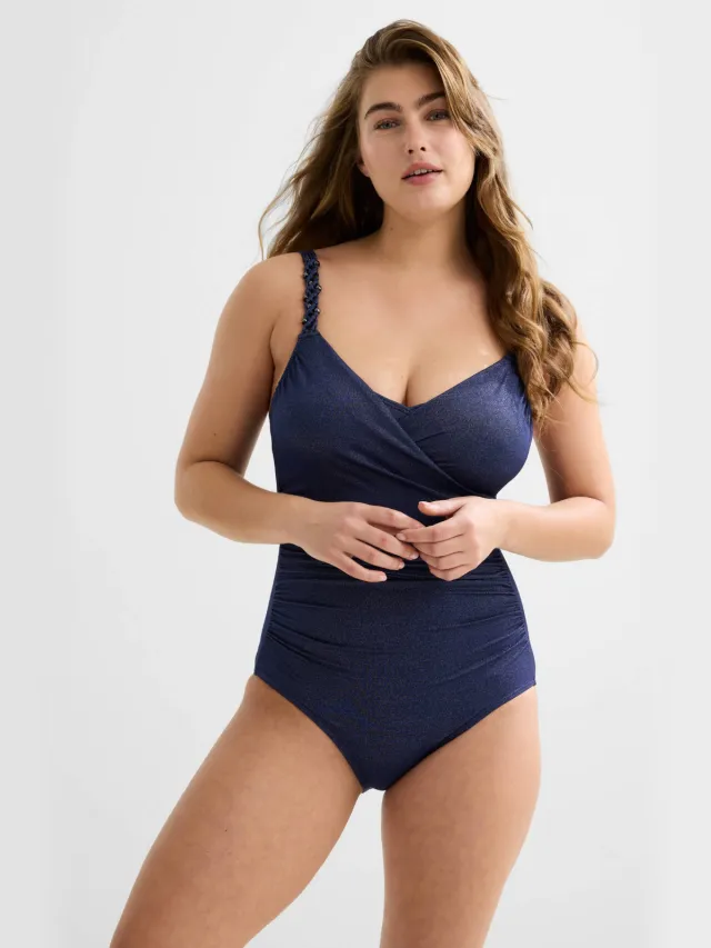 BEACHWAVE corrigerend badpak met lurex donkerblauw