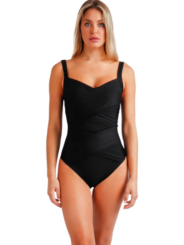 Admas Curvy Mod eendelig zwempak zwart