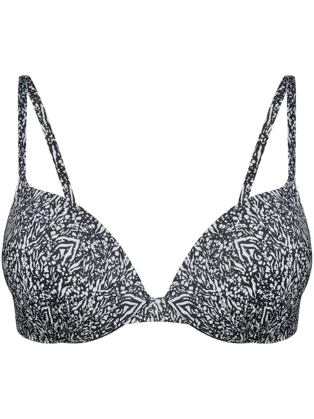 ESOTIQ Antibes - Push-up bikinitop - Zwart-wit abstract patroon - Beugel Zwart;Wit