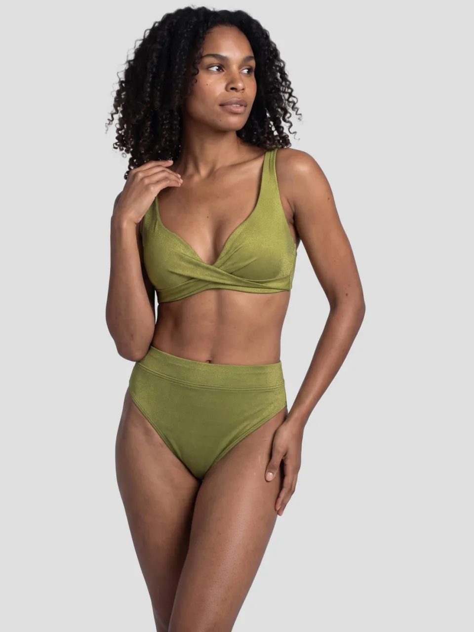 BEACHWAVE push-up bikinitop met lurex olijfgroen, foto 5