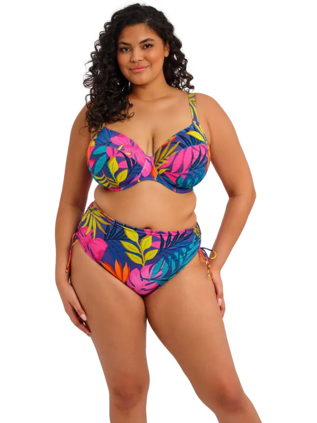 Elomi high waist bikinibroekje Porto Rafti blauw/roze/groen