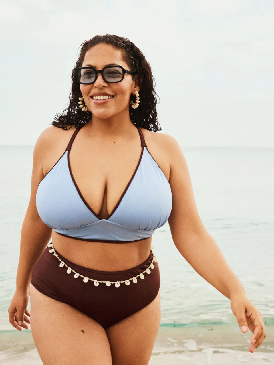 Zizzi SENYA bikinitop bruin Bruin/lichtblauw