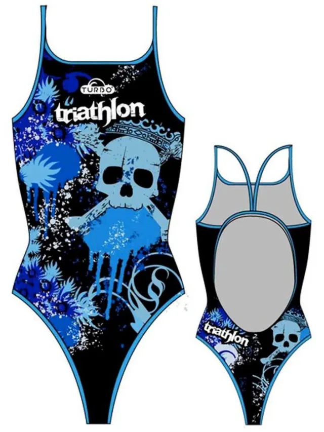Turbo Skulls Triathlon Zwemkleding Blauw,Zwart S Vrouw Black / Royal