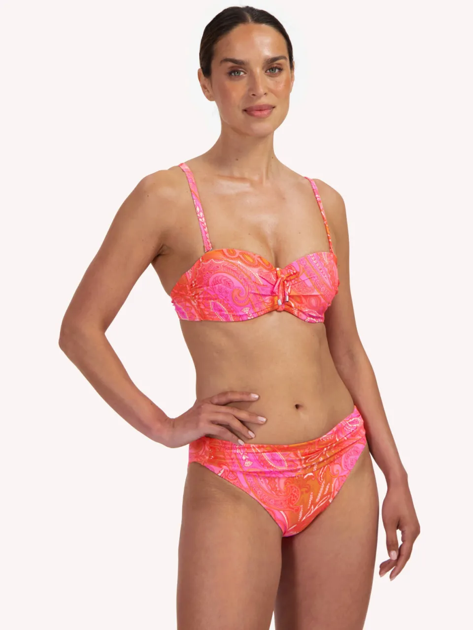 Cyell voorgevormde bandeau bikinitop roze/oranje