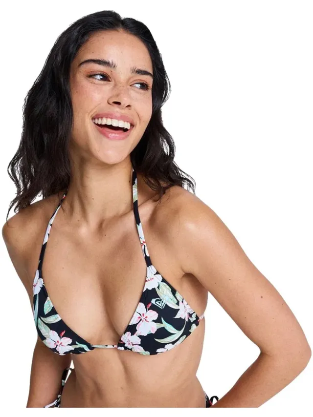 Roxy Essentials Pt Tiki Triangle Bikinitop Zwart M Vrouw Anthracite Spring Charming Sma