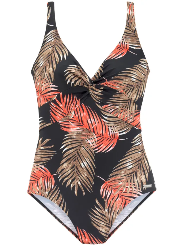 badpak zwart met palmbladprint, foto 2