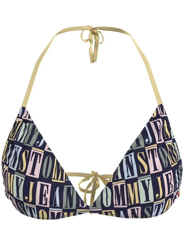 Tommy Jeans Uw0uw04081 Bikinitop Zwart S Vrouw Tj Type Print