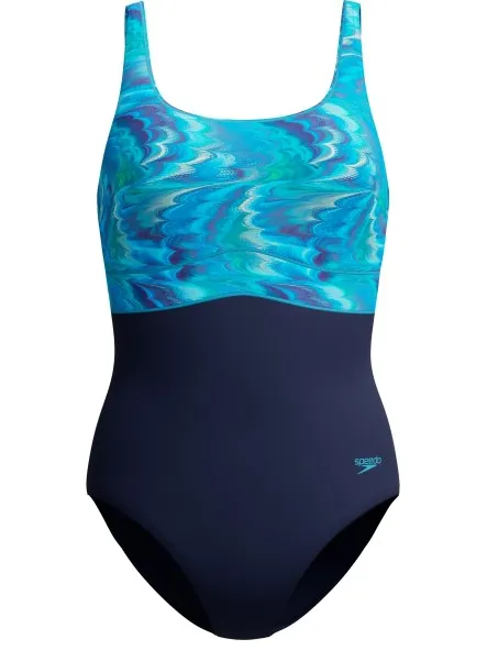 Speedo Women's Print Contour Eclipse One Piece - Badpak, blauw