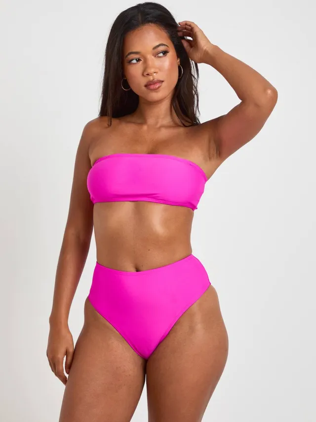 boohoo Dames Essentials Bandeau Bikinitop Met Afneembare Bandjes fuchsia, foto 2