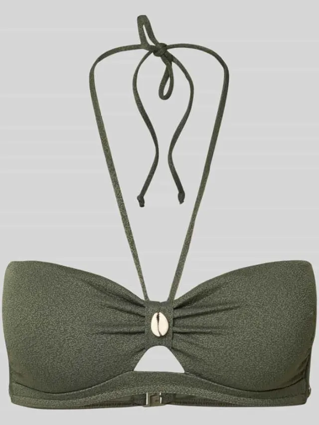 banana moon Bikinitop met siermosselafwerking model 'Kenteo' Kaki