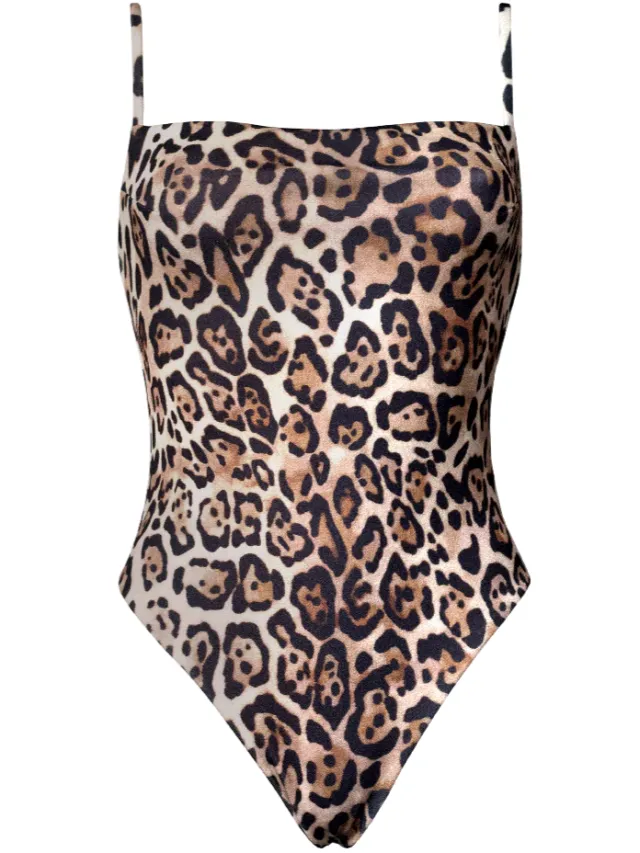 Anekdot dames vegan Badpak Alba Luipaard Bruin