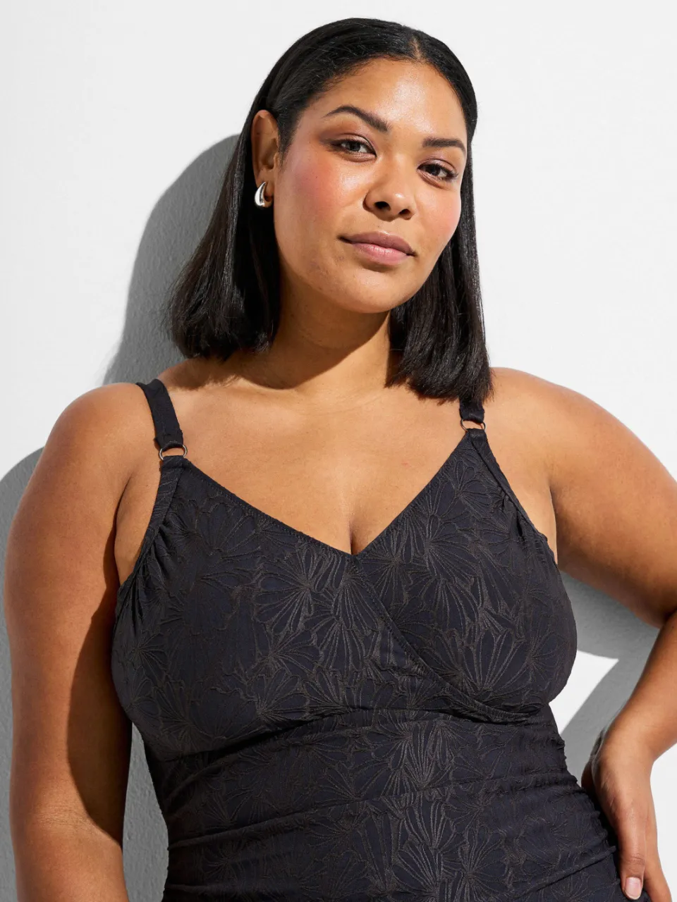 Zizzi Smikka jacquard badpak zwart, foto 5