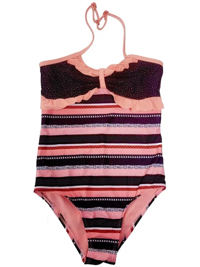 Lentiggini Badpak - Koraal/Zwart - Halter model - Gevoerd