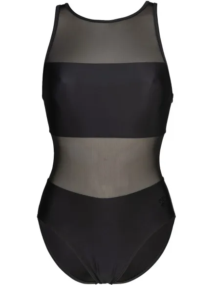 Arena Mesh Panels Swimsuit Vent Back badpak zwart