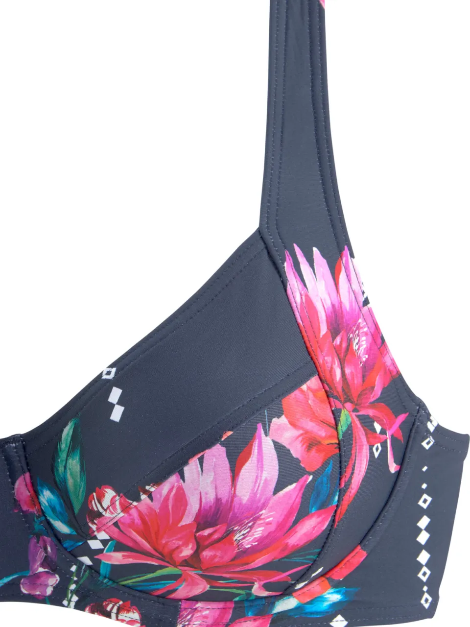 beugelbikinitop marineblauw bloemenprint, foto 3