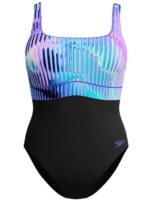 Speedo New Contour Eclipse Badpak Dames zwart - blauw