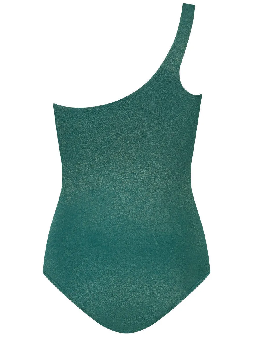 Ten Cate Beach TC WOW one shoulder badpak met lurex donkergroen, foto 3