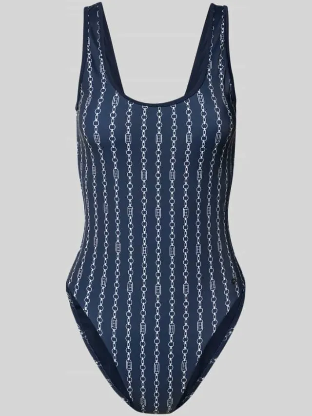 Tommy Hilfiger Badpak met all-over motief Marineblauw