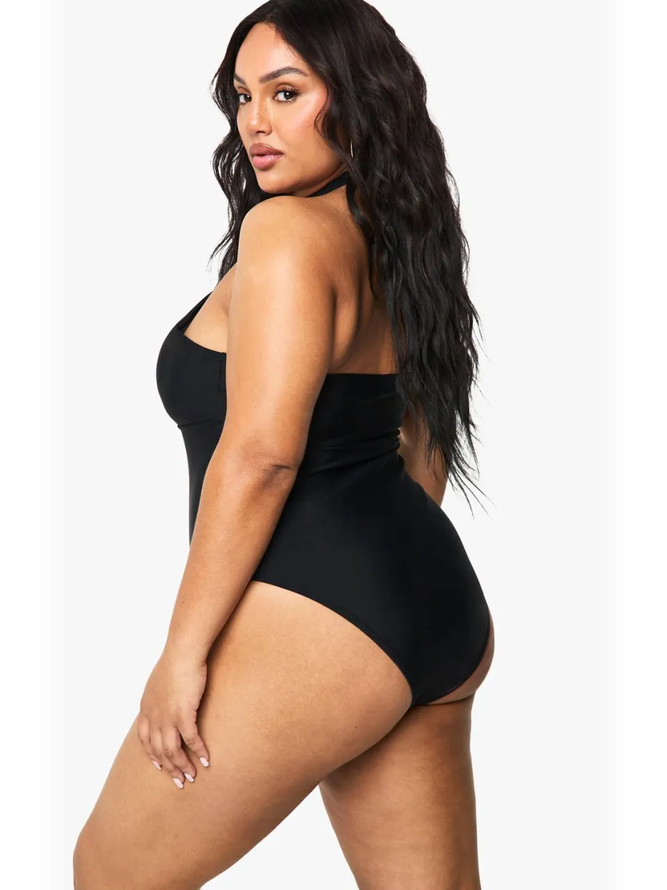 boohoo Dames Plus Buikcontrole Cross Over Badpak zwart, foto 3