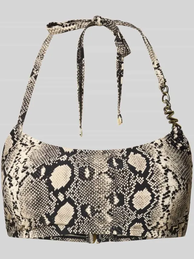 Michael Kors Bikinitop met logo chain strap model 'BOHO PYTHON' Zwart