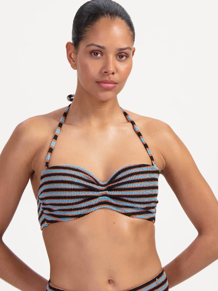 Beachlife bandeau bikinitop blauw bruin, foto 5