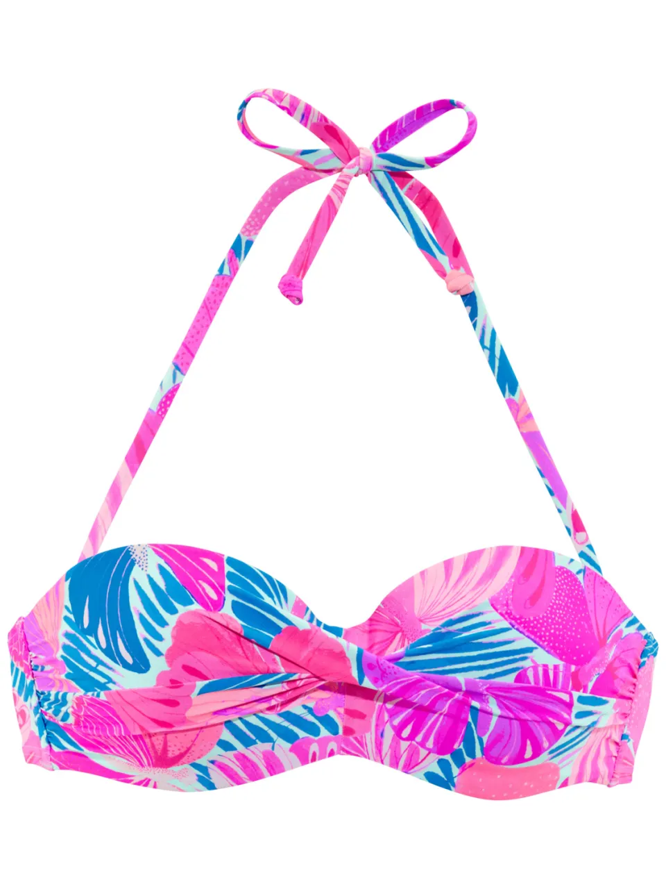 Bandeaubikinitop met beugel roze blauw bedrukt, foto 2