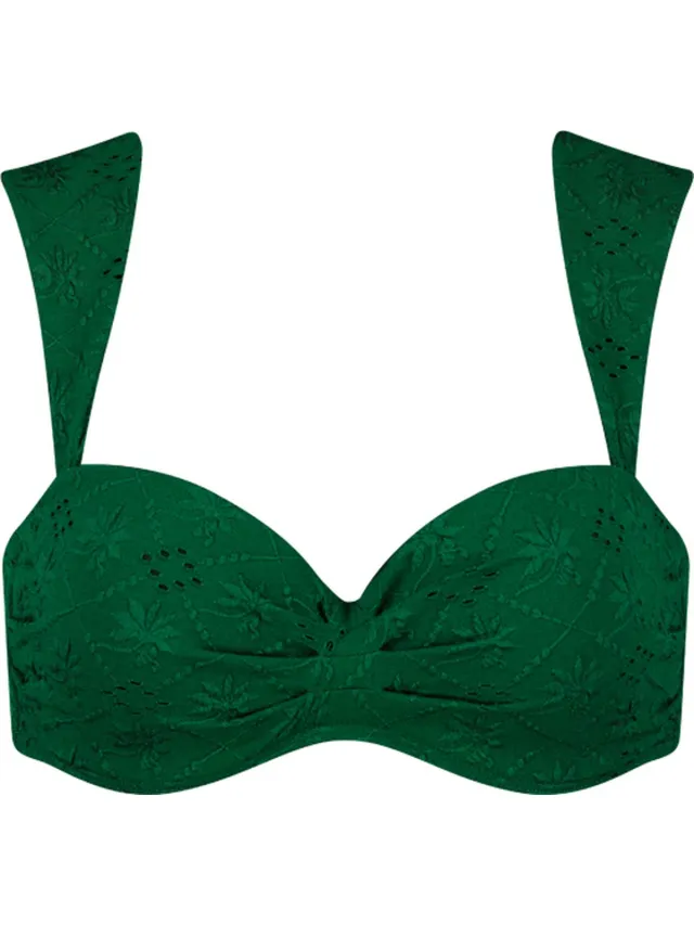 Beachlife Green Embroidery Dames Bikinitopje Donkergroen, Groen