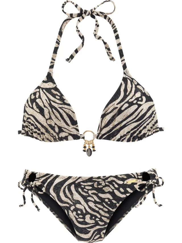 triangelbikini bruin met dierenprint bruin geprint