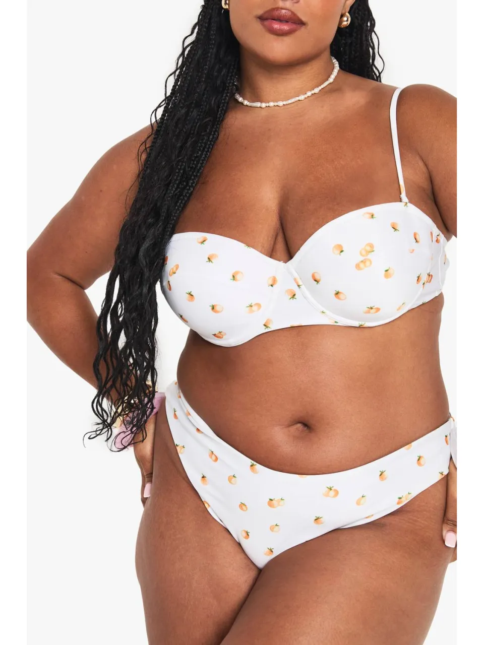 boohoo Dames Plus TANGERINE PRINT GEPADDE BALKON BIKINI TOP oranje, foto 4