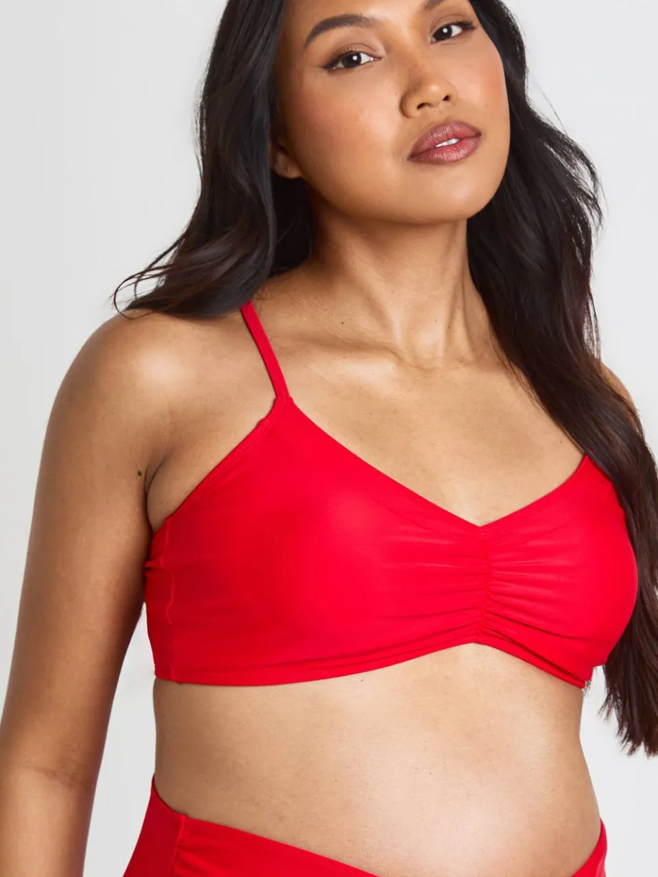 boohoo Dames Zwangerschaps Bikini Top Met Plooien rood, foto 3