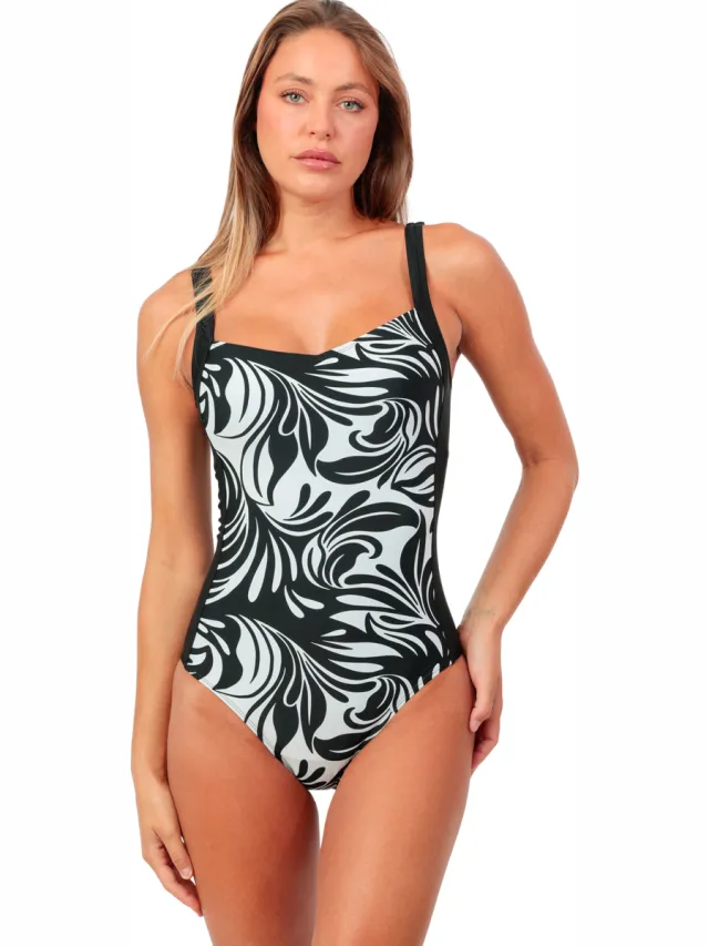 Admas shapewear eendelig badpak zwart wit