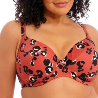 Elomi Kotiya Underwire Plunge Bikini Top Geel,Zwart
