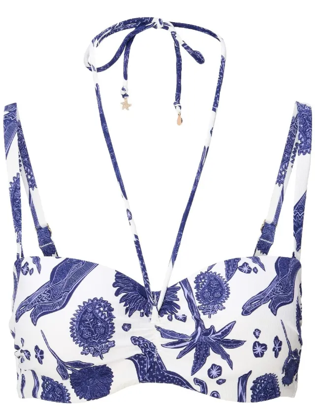 LingaDore Balconette Bikini Top Blue white print