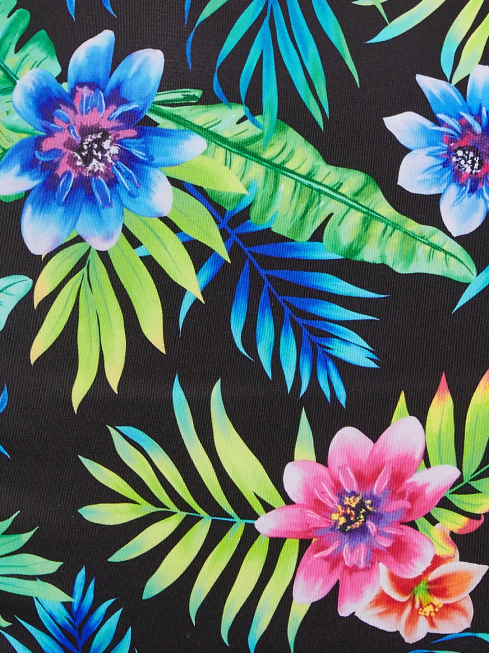 Yours Bikinibroekje Met Tropisch Bloemenmotief En Hoge Taille In Zwart/Blauw, foto 5