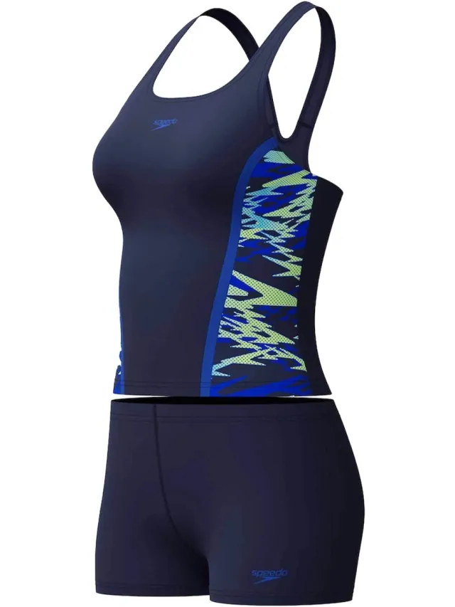 Speedo hyperboom splice tankini set in de kleur marine.