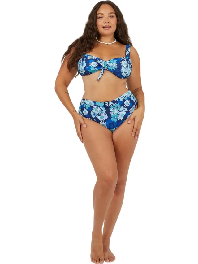 Brave Soul Bikinitop met bloemenprint voor dames (Blauw/Wit)