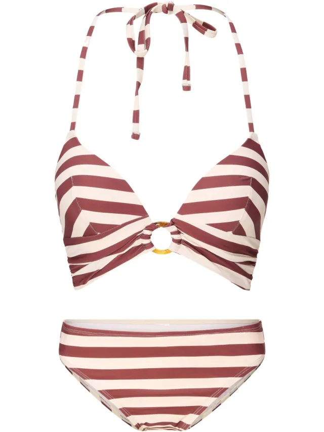 Lingadore voorgevormde triangel bikini set bruin/wit, foto 2