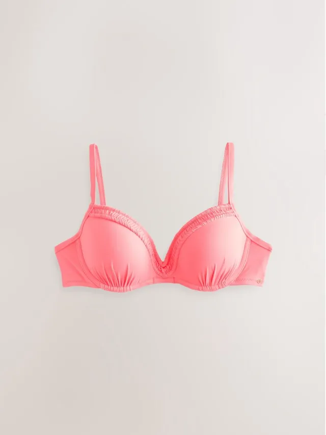 Next Dames - Bikinitop met beugel, vullingen en ruches - Roze Coral Pink
