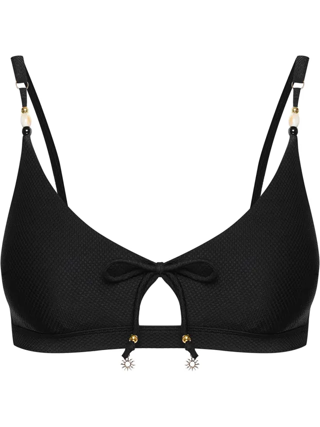 ESOTIQ Sunrise - Bikinitopje - Triangel - Zwart - Decoratieve kralen