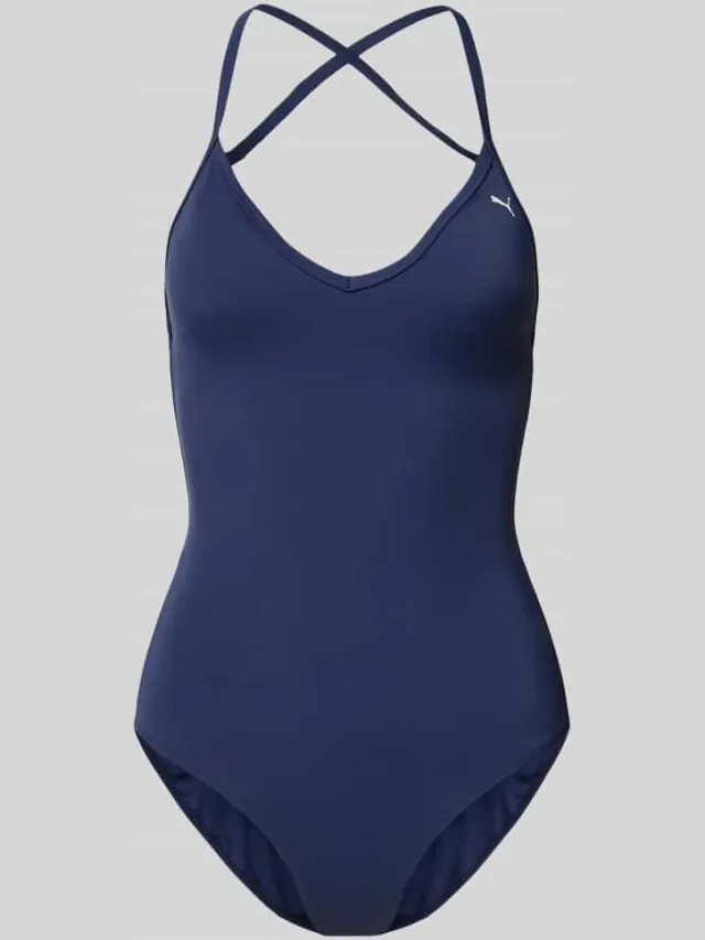 Puma Badpak met V-hals. Marineblauw