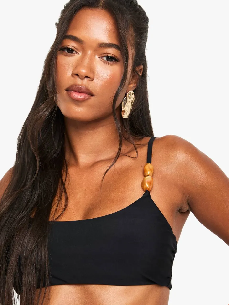 boohoo Dames Resine Steen Scoop Neck Bikini Top zwart, foto 4