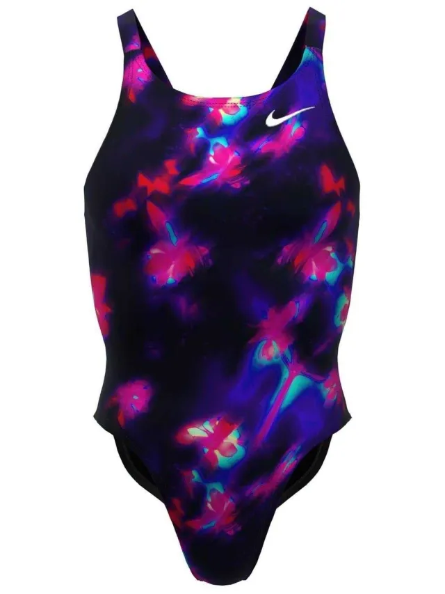 Nike Eendelig badpak met bloemenpatroon voor dames (Zwart)