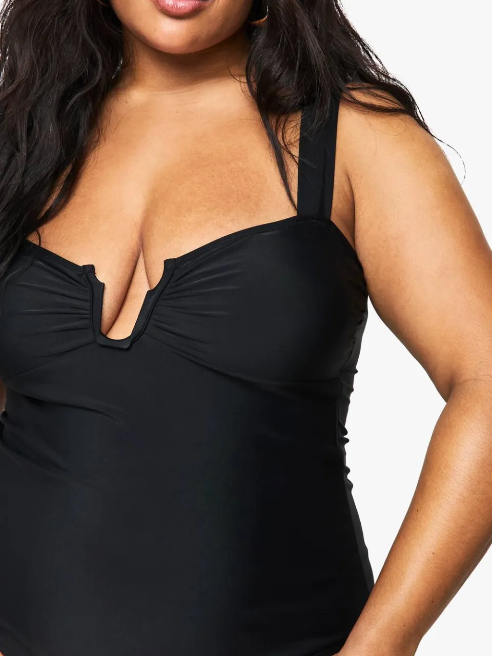 boohoo Dames Plus Tummy Control Geraffeld Voorbadpak zwart, foto 4