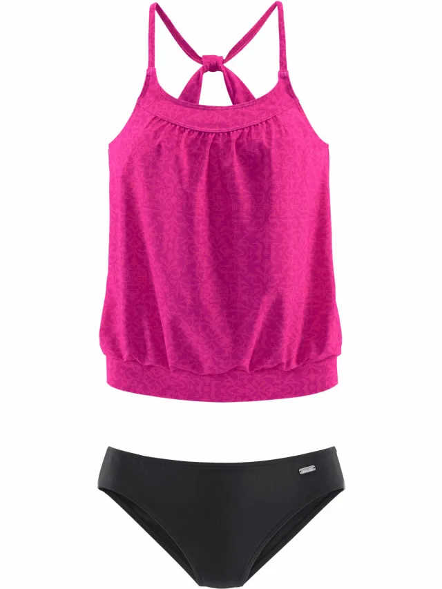 tankini roze gemêleerd bordeaux roze/langoustine