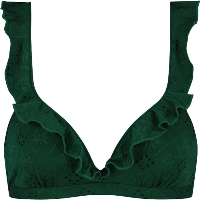 Beachlife Green Embroidery Dames Bikinitopje Donkergroen, Groen