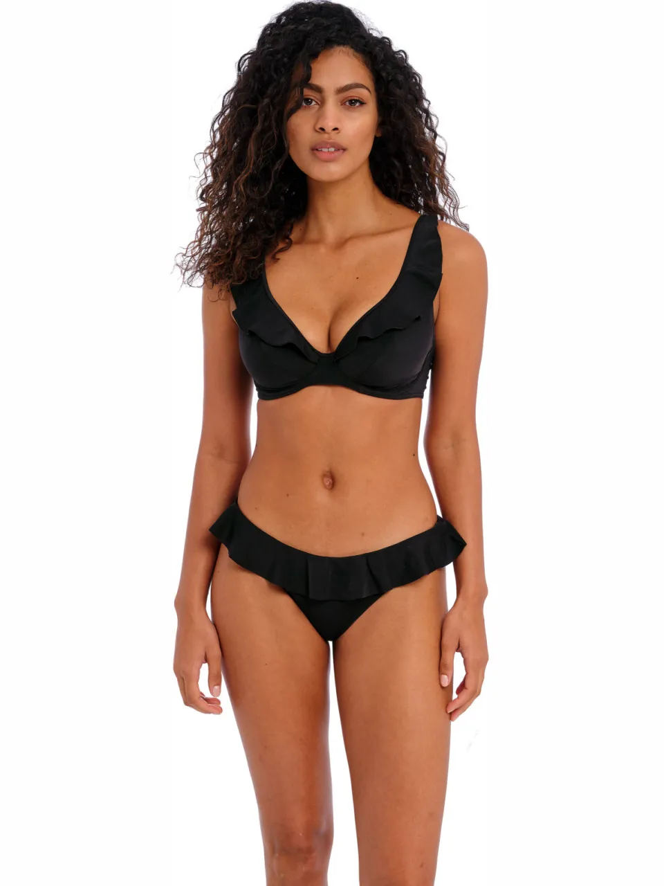 Freya Jewel Cove beugel bikinitop met ruches zwart