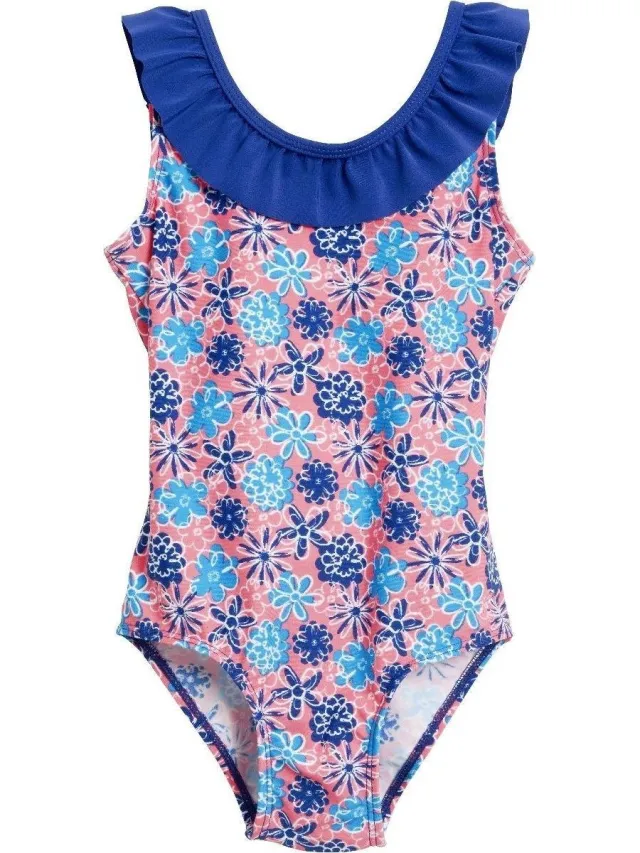 Playshoes Badpak Uv-werend Bloemen Blauw/roze